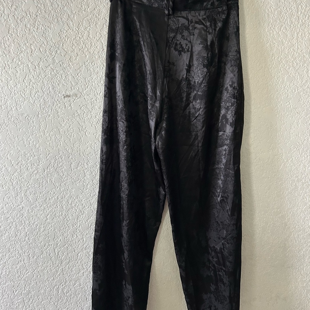 NWT Cider Black Wide-Leg Satin Pants
